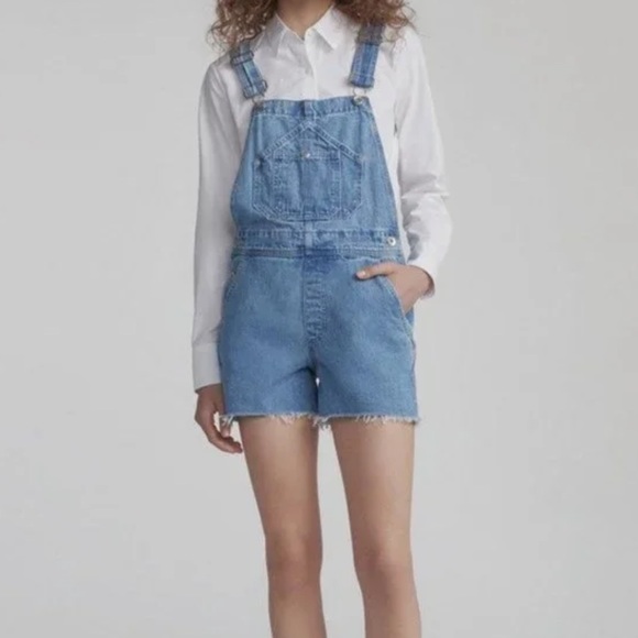 Revolve Rag & Bone Patched Short Dungaree Soft denim overall Jumper size - Picture 7 of 15